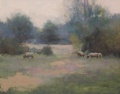 Oil painting of sheep in a field in Wateford VA.